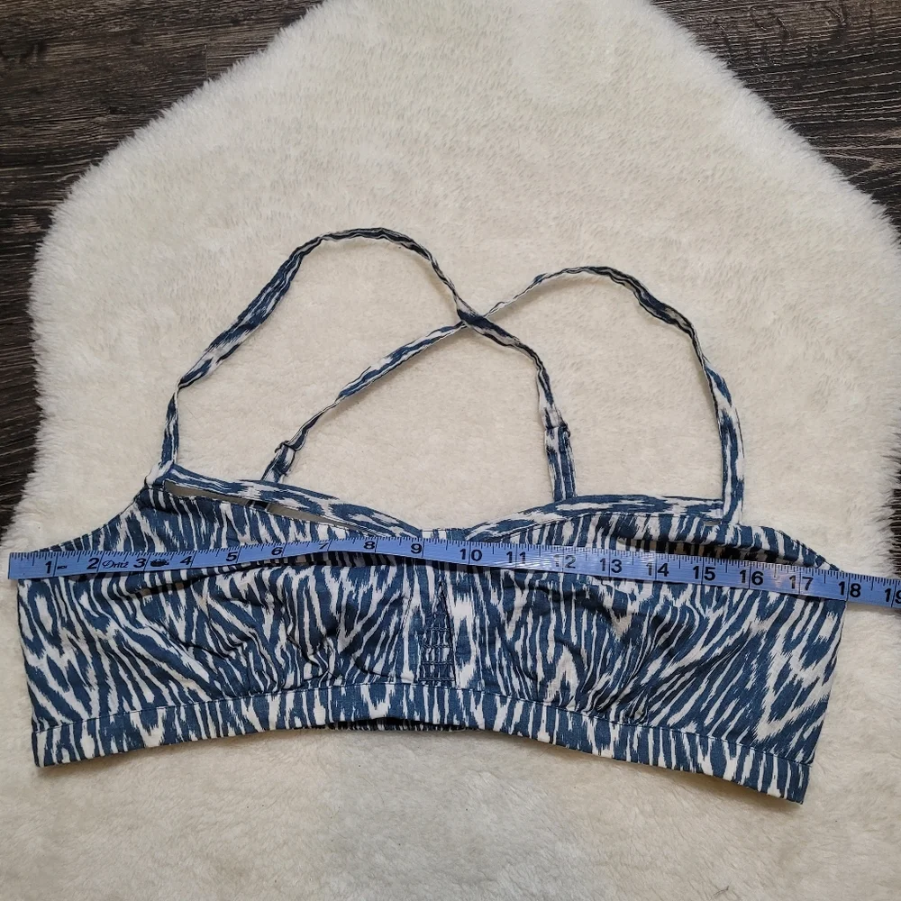 Anthropologie Pilcro Surf Bra Top In Ikat Blue And White Print Size M - Picture 8 of 12
